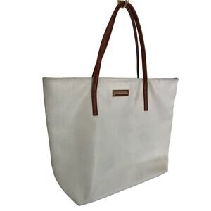 Carven Paris large white tote with brown handles